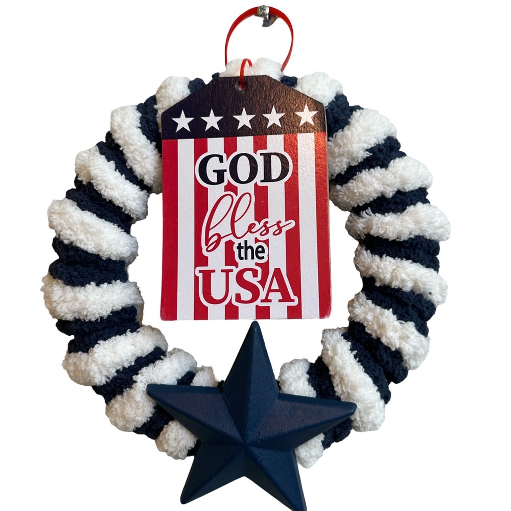 NWT - Homemade Patriotic Wreath with Star